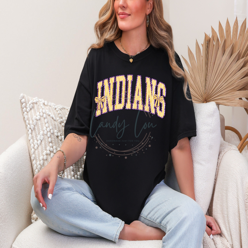 Indians Arched Striped with Bows Tshirt