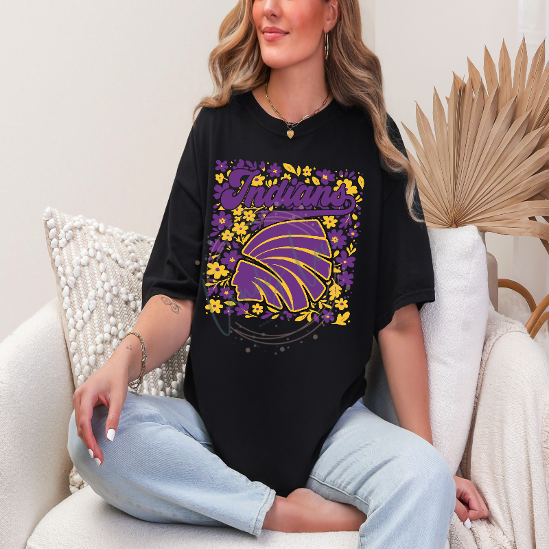 YOUTH Indians Flower Background Tshirt