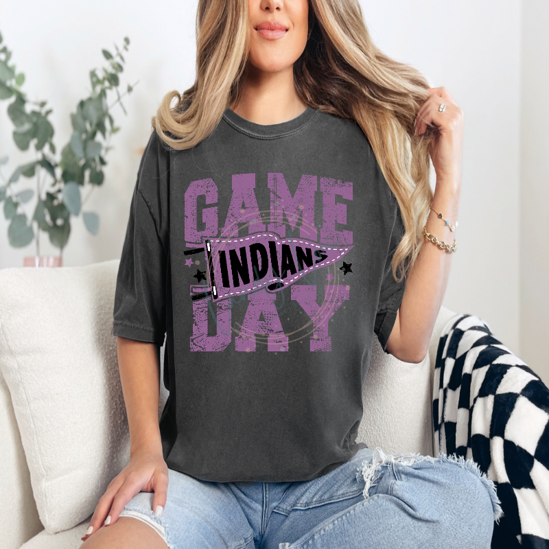 Indians Game Day Light Purple Tshirt