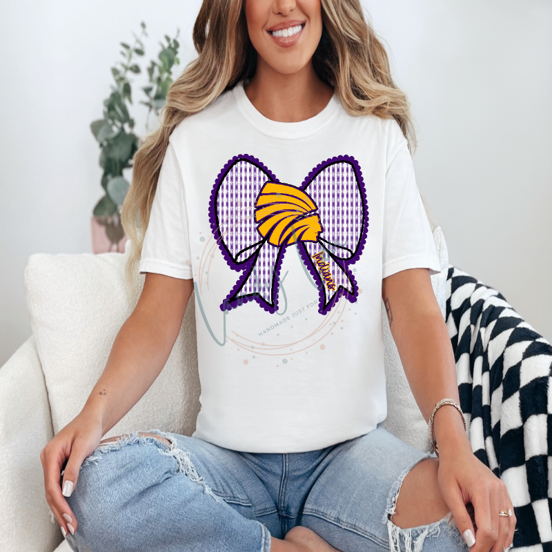YOUTH Indians Logo Faux Seersucker Bow Tshirt