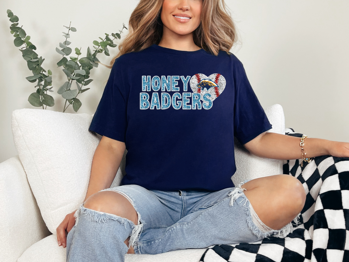 Honey Badgers / Faux Sequin Faux Embroidery T-shirt