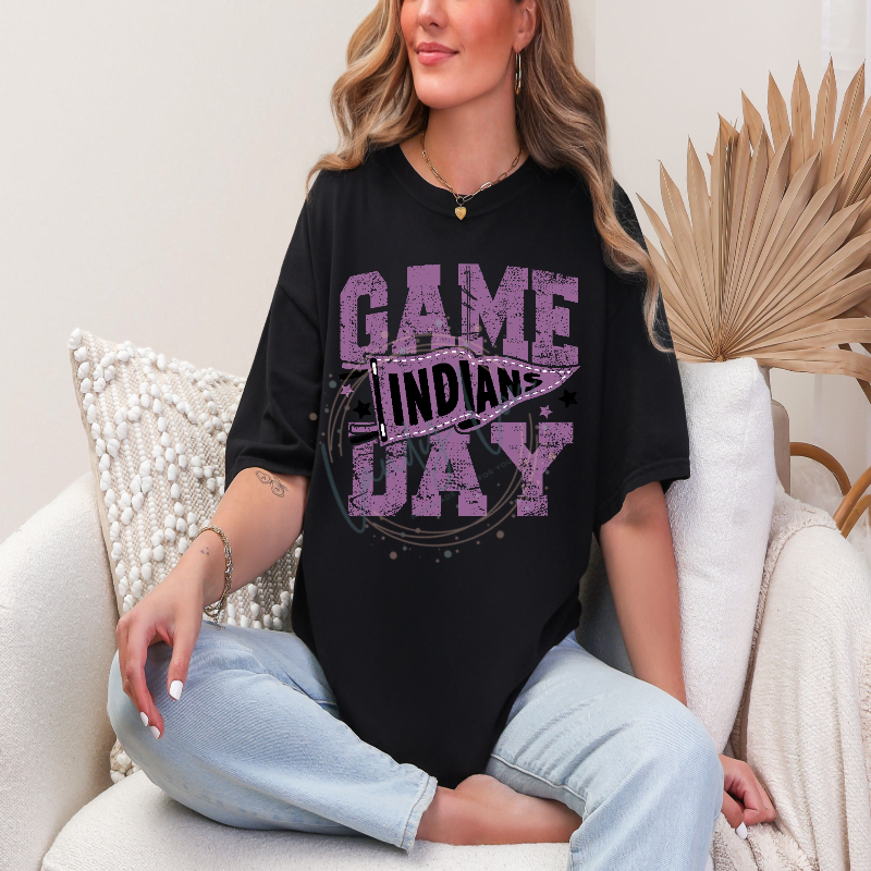 Indians Game Day Light Purple Tshirt