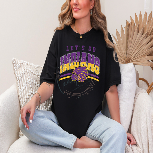 YOUTH Let's Go Indians Arched Tshirt
