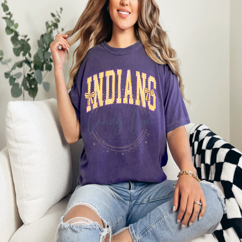 Indians Arched Striped with Bows Tshirt