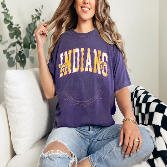 Indians Arched Striped with Bows Tshirt