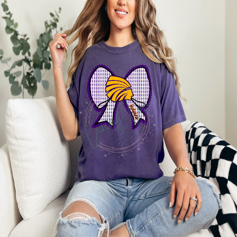 Indians Logo Faux Seersucker Bow Tshirt