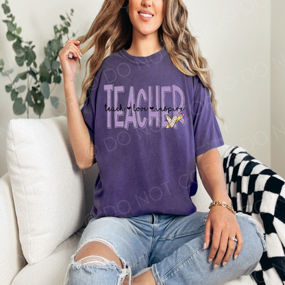 School Occupations Lavender Text Tshirt