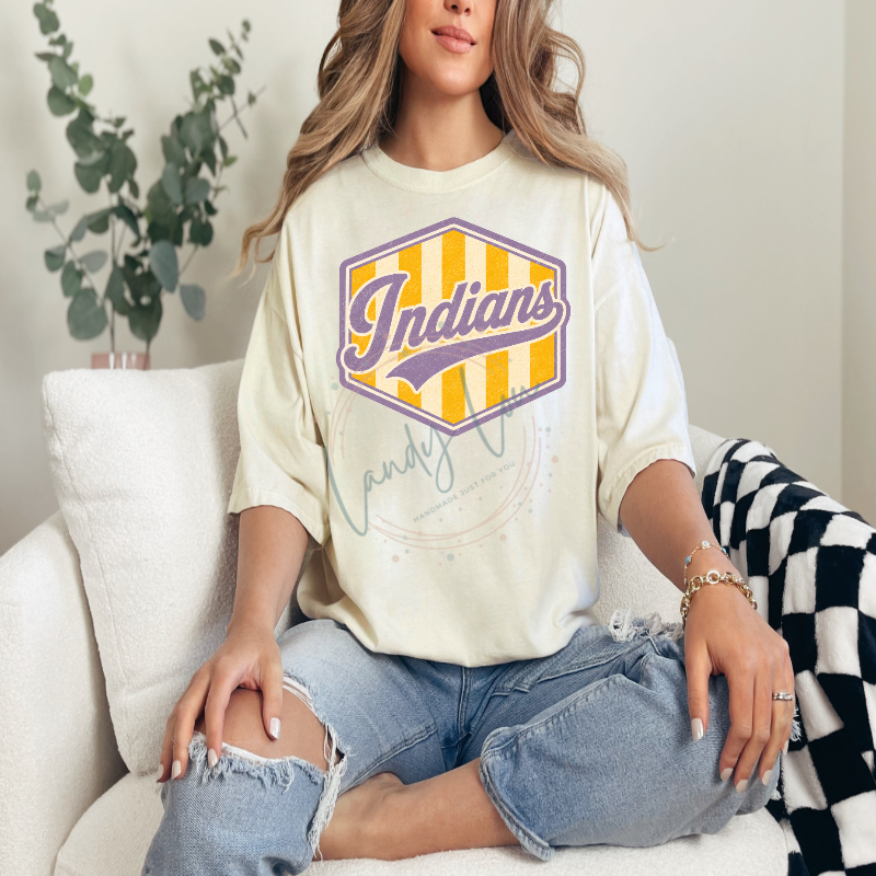 Indians Geometric Stripe Tshirt