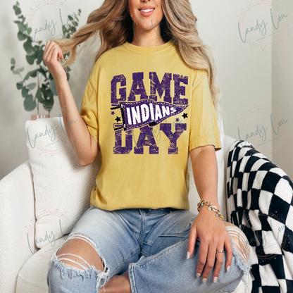 Indians Game Day Dark Purple Tshirt
