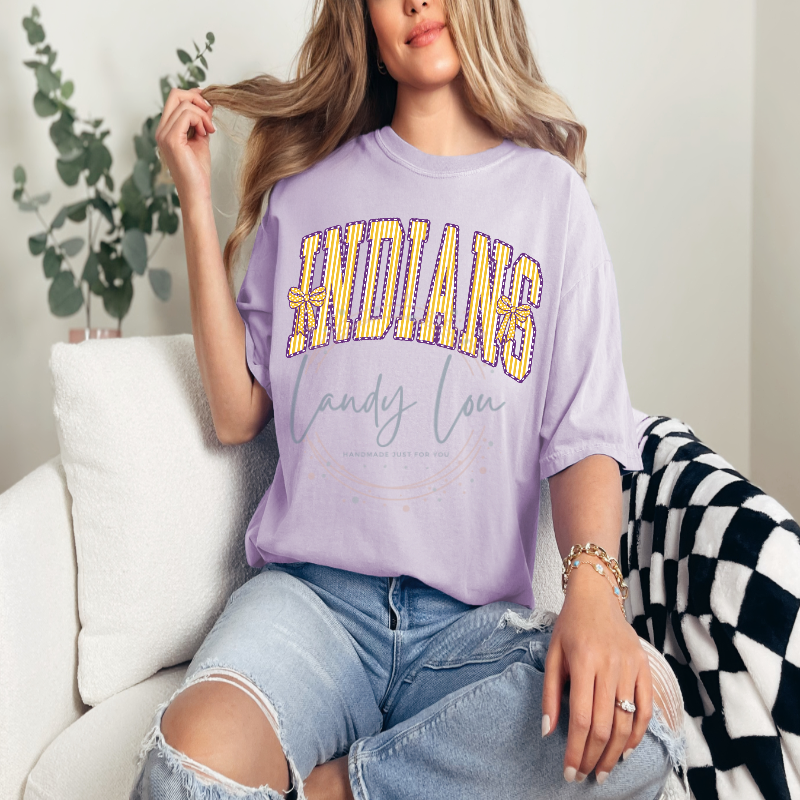 Indians Arched Striped with Bows Tshirt