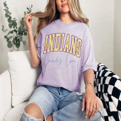 Indians Arched Striped with Bows Tshirt
