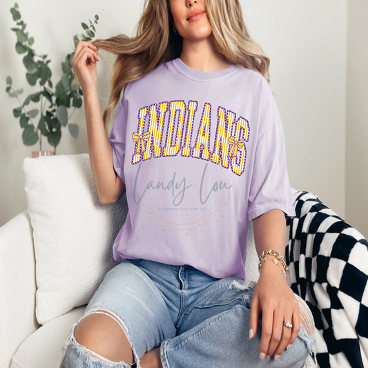 YOUTH Indians Arched Striped with Bows Tshirt