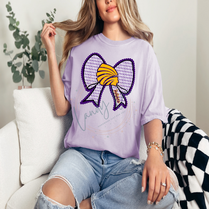 YOUTH Indians Logo Faux Seersucker Bow Tshirt