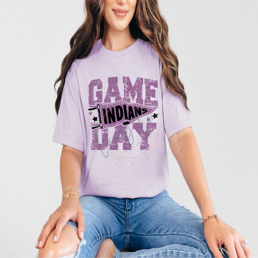 Indians Game Day Light Purple Tshirt