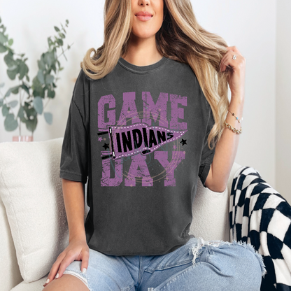 Indians Game Day Light Purple Tshirt