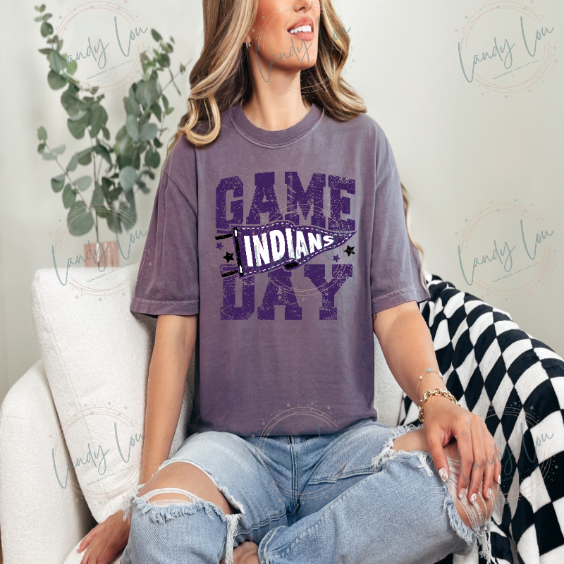 Indians Game Day Dark Purple Tshirt