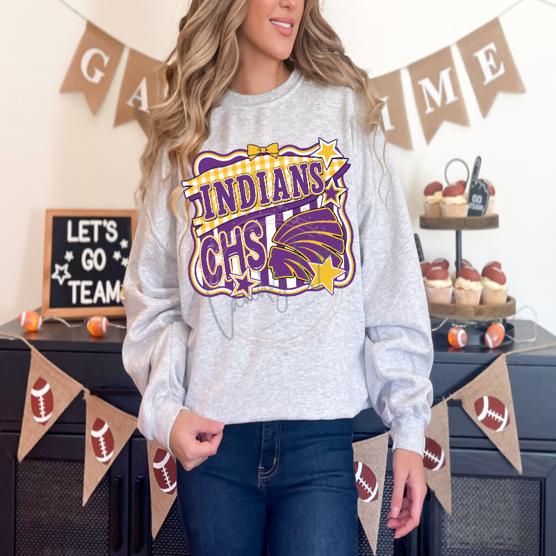 Indians Striped Retro Stars Crewneck