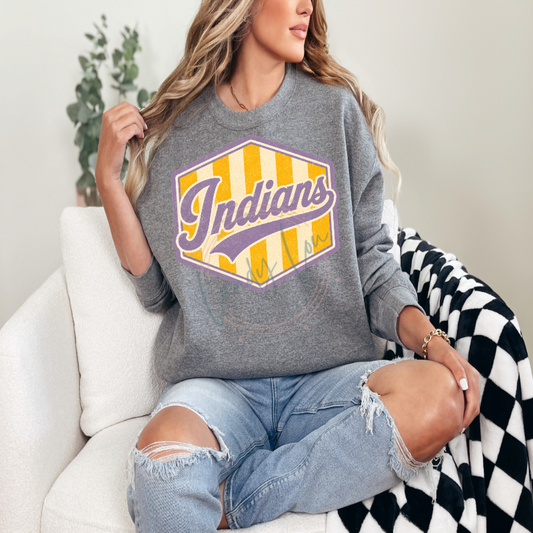 Indians Geometric Stripe Crewneck