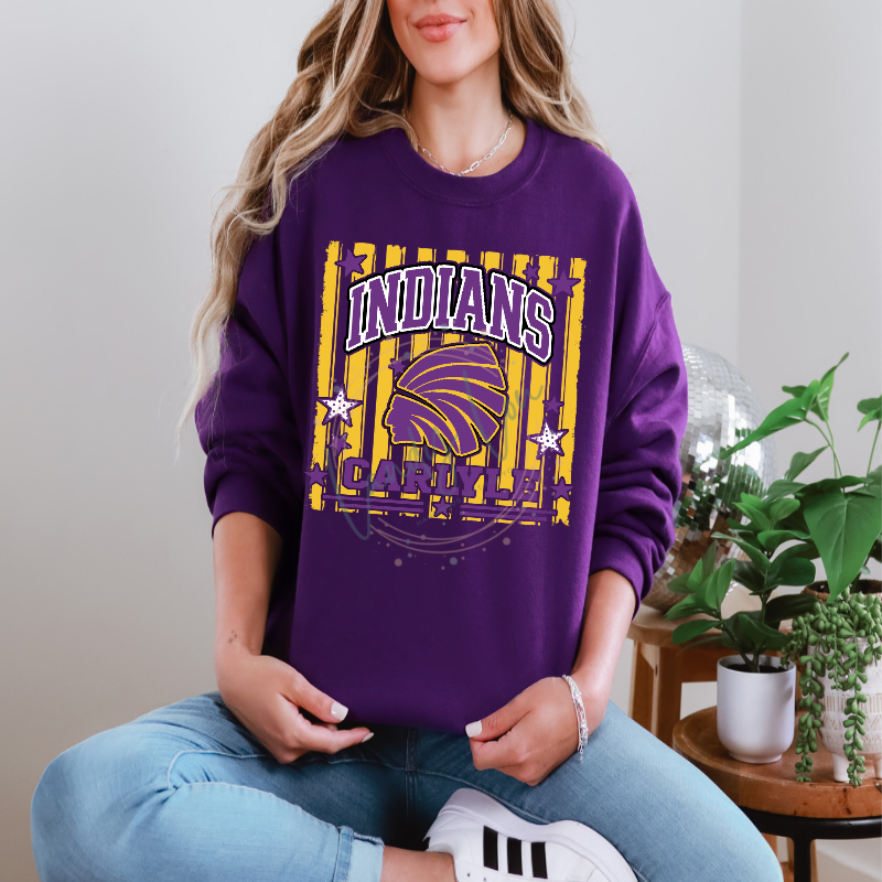Indians Striped Crewneck