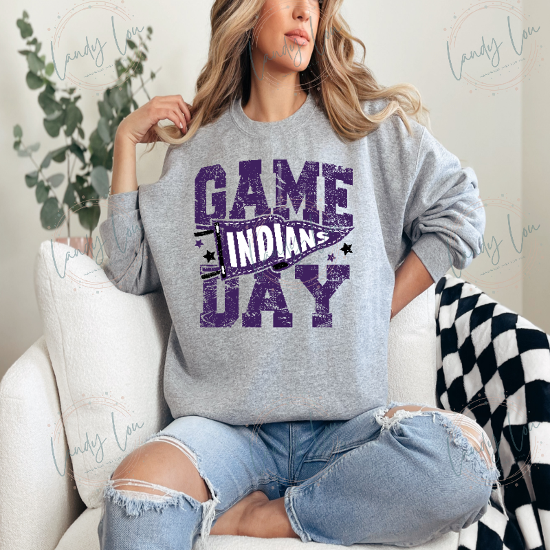 Indians Game Day Dark Purple Crewneck