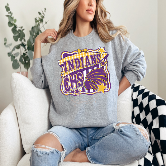 Indians Striped Retro Stars Crewneck