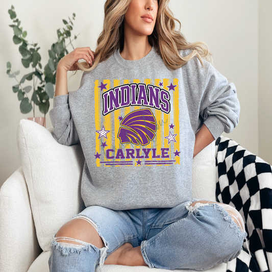 Indians Striped Crewneck