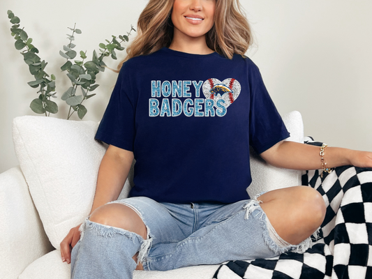 Honey Badgers / Faux Sequin Faux Embroidery T-shirt