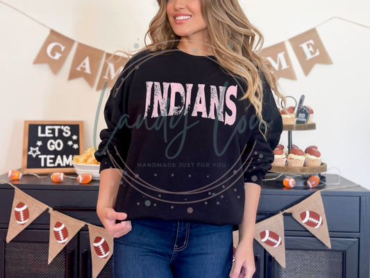 Indians Pink Grunge Crewneck/T-shirt