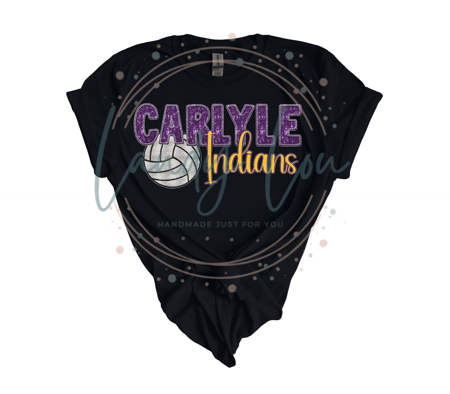 Carlyle Volleyball Faux Sequin/Faux Embroidery Crewneck/T-shirt