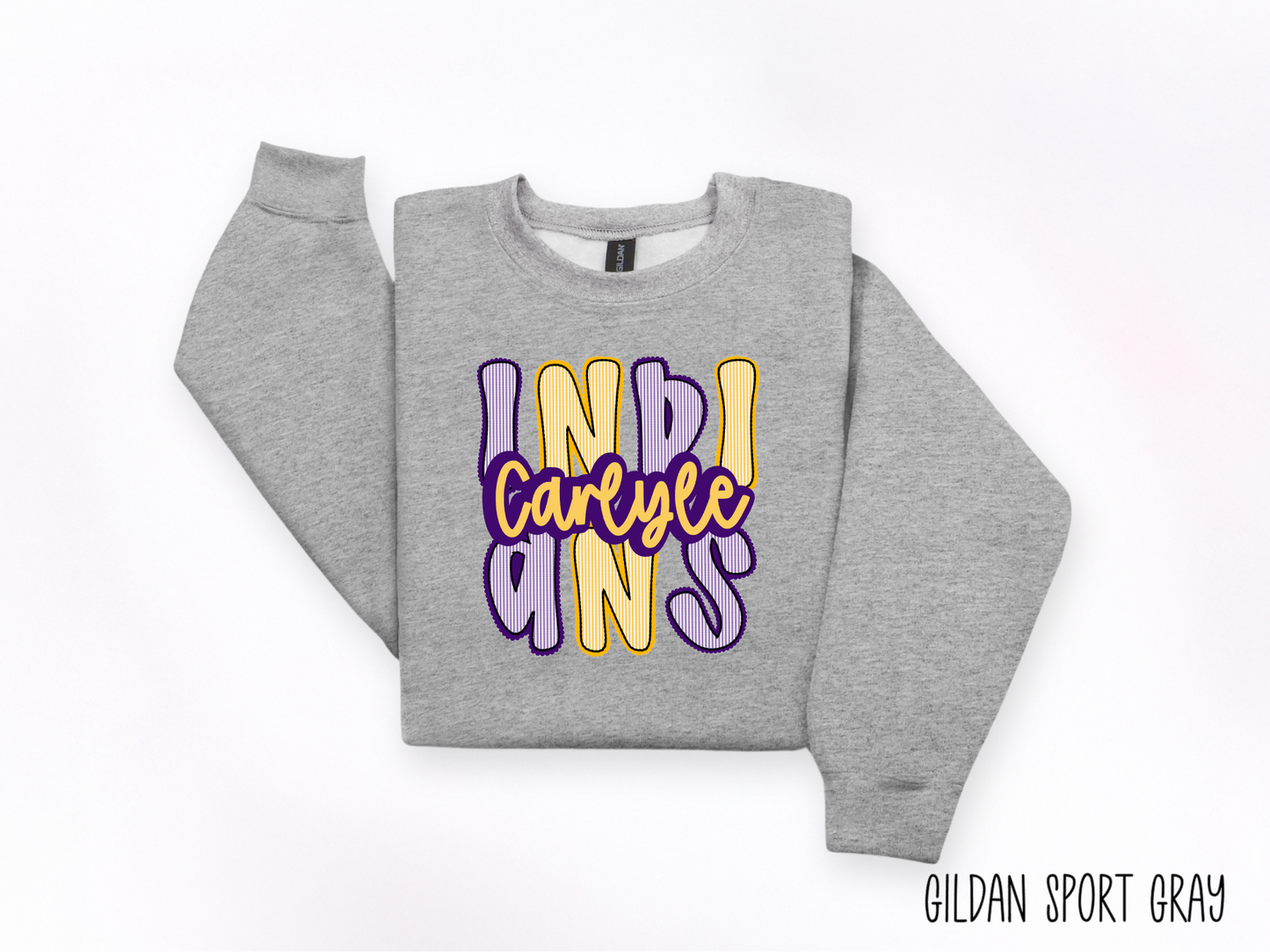 Faux Seersucker Indians Crewneck - YOUTH